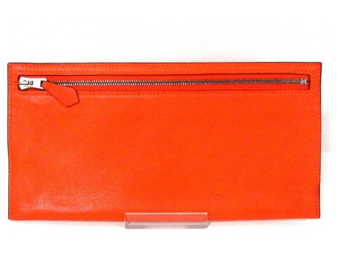Hermès Bolsa de cuero plana Hermes Naranja