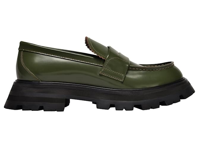 Alexander Mcqueen Upper and Ru Loafers in Khaki Leather Flesh  ref.373621