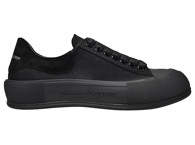 Alexander Mcqueen Deck Sneakers aus schwarzem Canvas Leinwand  ref.373634