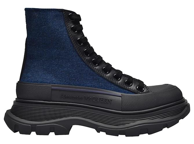 Alexander Mcqueen Tread Slick Sneakers in Blue Canvas Cloth  ref.373637
