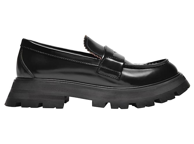 Alexander Mcqueen Upper and Ru Loafers in Black Leather  ref.373641