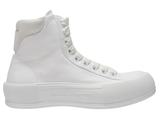 Alexander Mcqueen Deck Sneakers in White Canvas Cloth  ref.373643