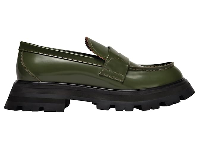 Alexander Mcqueen Upper and Ru Loafers in Khaki Leather Flesh  ref.373650