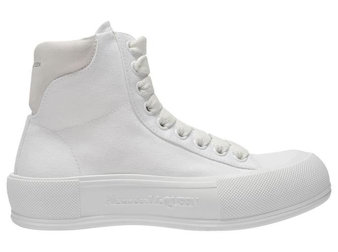 Alexander Mcqueen Sneakers Deck in tela bianca Bianco  ref.373663