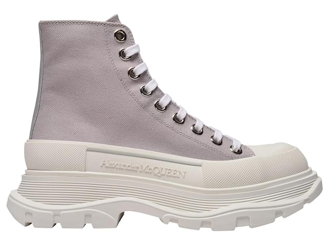 Alexander Mcqueen Tread Slick Sneakers in Grey Canvas Cloth  ref.373683