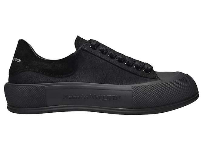 Alexander Mcqueen Deck Sneakers aus schwarzem Canvas Leinwand  ref.373710