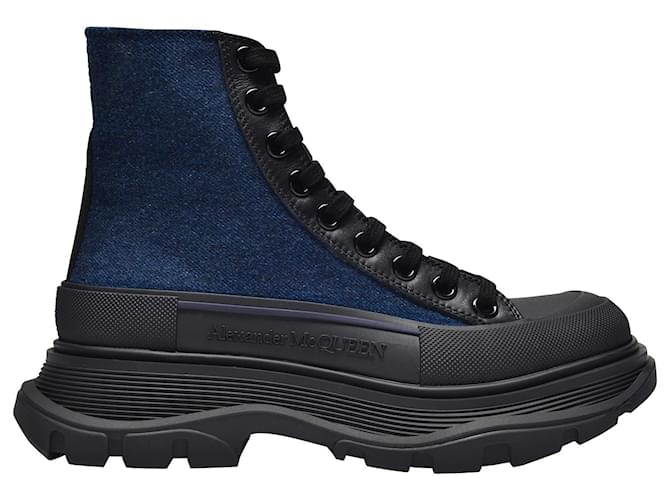 Alexander Mcqueen Tread Slick Sneakers in Blue Canvas Cloth  ref.373733
