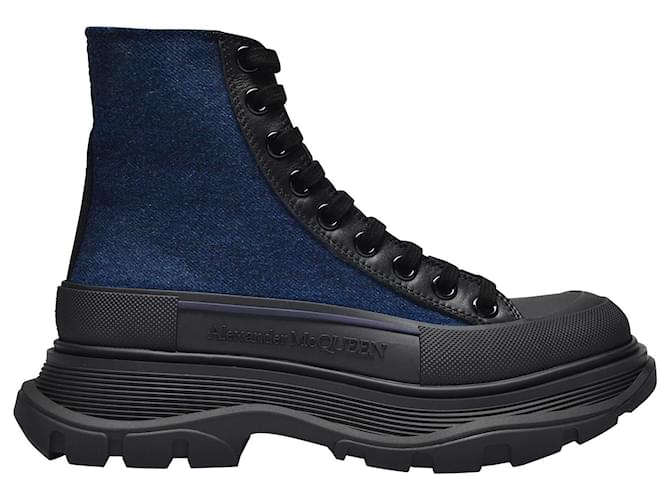 Alexander Mcqueen Tread Slick Sneakers in Blue Canvas Cloth  ref.373753
