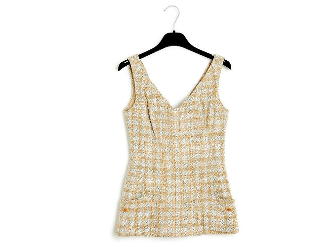 Chanel 93P TOP CORSET BEIGE TWEED FR38