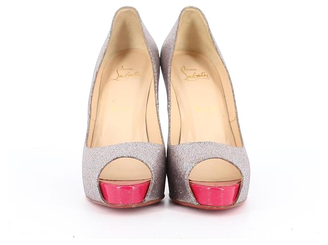 Christian Louboutin Heels Silvery Leather  ref.374406