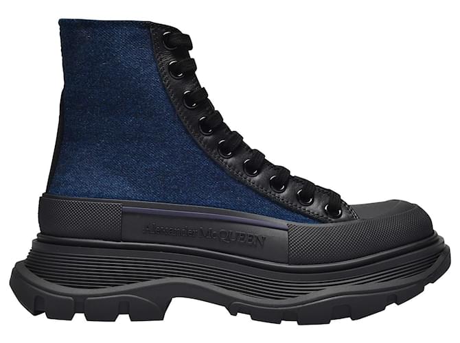 Alexander Mcqueen Baskets Tread Slick en toile bleue  ref.373610