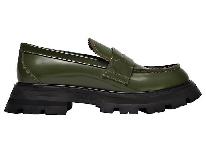 Alexander Mcqueen Upper and Ru Loafers in Khaki Leather Flesh  ref.373613