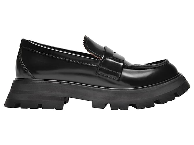 Alexander Mcqueen Upper and Ru Loafers in Black Leather  ref.373616