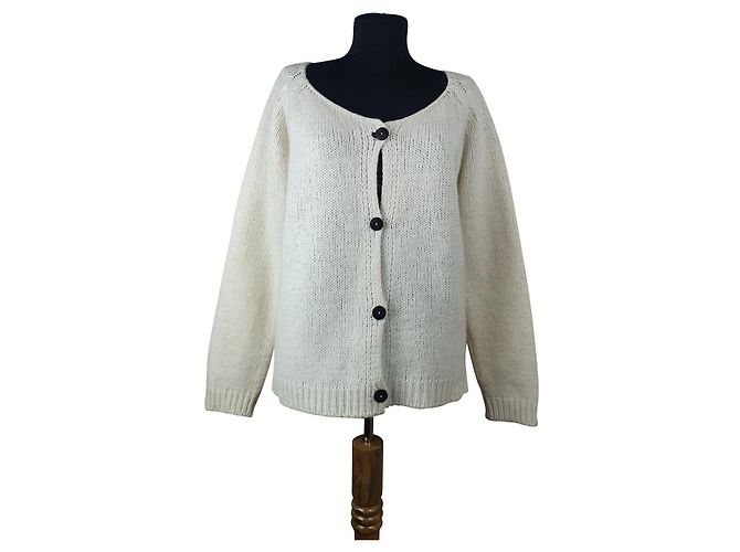 Autre Marque Rabens Saloner Strickjacke Weiß Wolle Alpaka