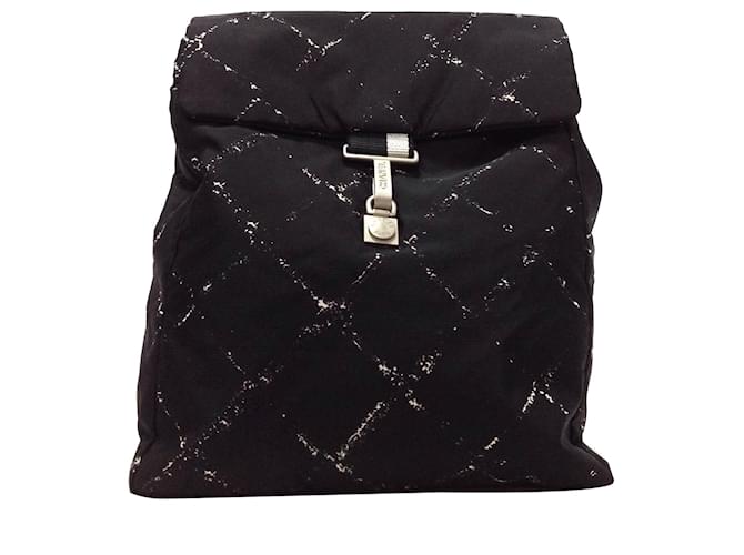 Chanel Black Old Travel Line Nylon Backpack