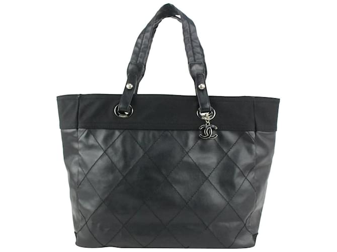 Chanel Large Black Quilted Biarritz GM Tote Bag Leather  ref.374853