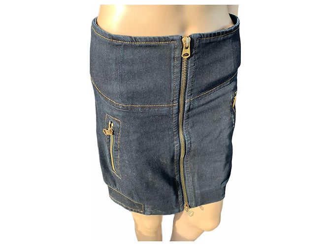 Gonna in denim Armani Exchange blu con zip frontale