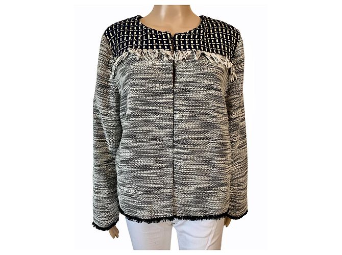 Autre Marque Giacca Chico's Novelty Pieced Nera in Cotone Nero