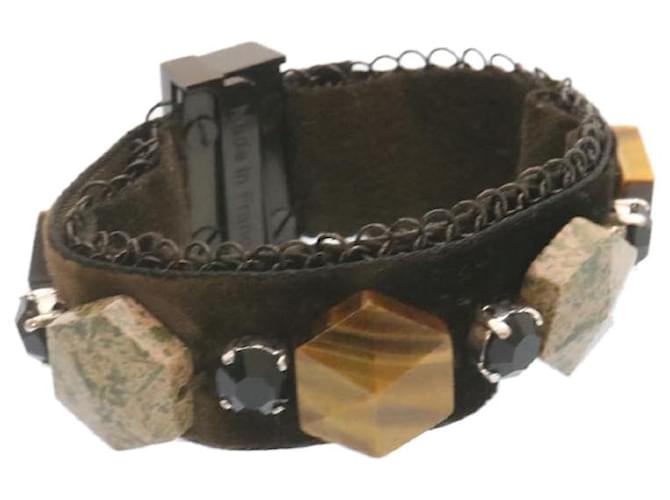 LOUIS VUITTON Stone Bracelet Brown LV Auth nh148 Cloth  ref.375349