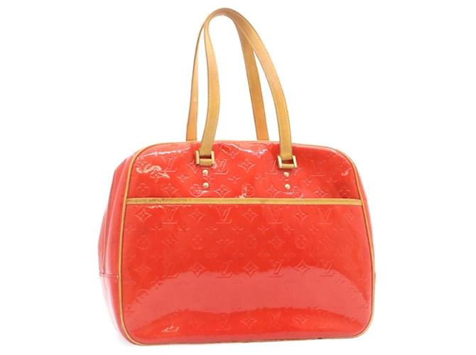 LOUIS VUITTON Monogram Vernis Sutton Hand Bag Red M91080 LV Auth