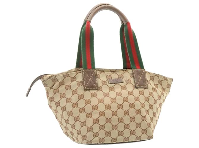GUCCI Borsa a mano in tela GG Sherry Line Beige Rosso Verde Auth gt1256  ref.375525 - Joli Closet