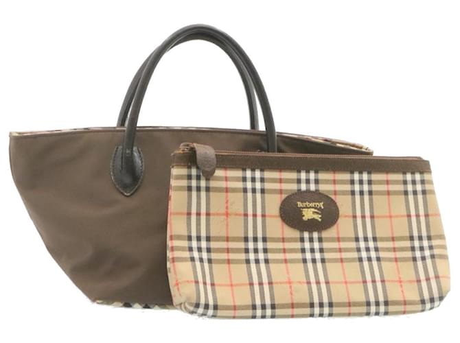 Autre Marque Burberrys Nova Check Pouch Hand Bag Beige Brown Auth th1627 Cloth  ref.375546