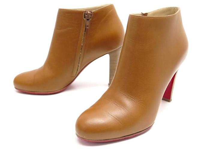 ZAPATOS BELBA CHRISTIAN LOUBOUTIN 85 37 BOTINES BAJOS BOTINES PIEL CAMEL  Caramelo Cuero ref.375801 - Joli Closet