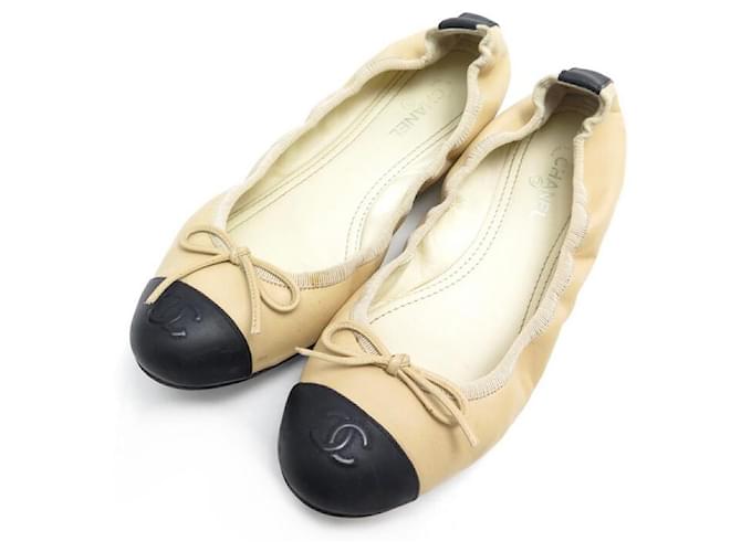 SCARPE BALLERINE CHANEL LOGO CC G29049 39 IN SCARPE IN PELLE BEIGE  ref.376010 - Joli Closet