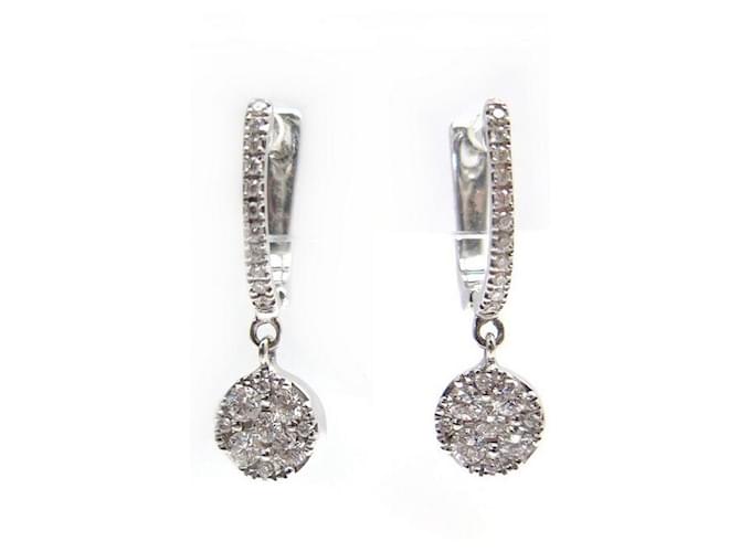NEW DJULA CREOLES GRAPHIC WHITE GOLD EARRINGS 18k and diamonds Silvery  ref.376141