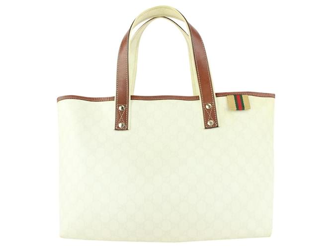 Gucci Borsa tote shopper con etichetta Web con monogramma GG Supreme avorio Pelle  ref.376211