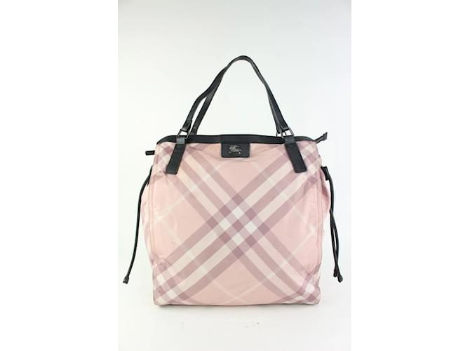 Burberry Pink Nova Check Shopper Tote Bag Leather  ref.376230