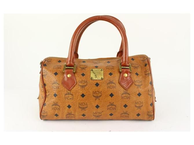 MCM Cognac Visetos Leather Brown Boston Bag Vintage