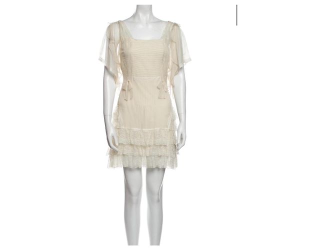 Christian Dior Chiffon Spitze Mini Kleid Weiß