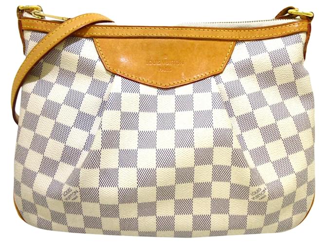 Louis Vuitton White Damier Azur Siracusa PM Cloth ref.615703 - Joli Closet