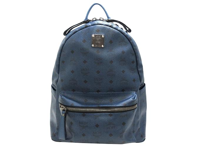 MCM Blue Visetos Stark Leather Backpack Pony-style calfskin ref