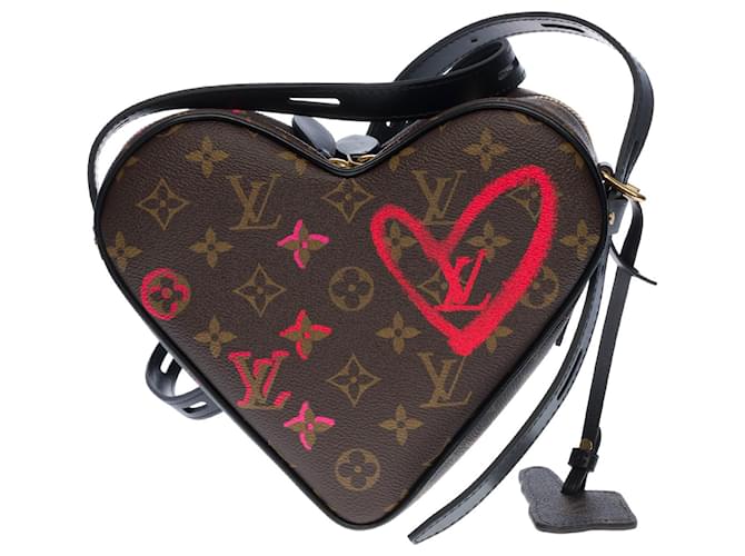 Exclusividade e raridade Bolsa a tiracolo Louis Vuitton Coeur "Fall in Love" em tela marrom com monograma Lona  ref.376413