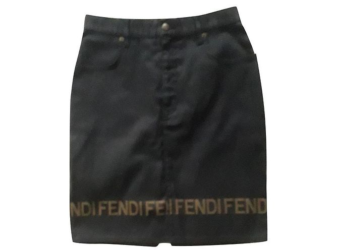 Fendi Gonna corta in denim T 44 IT Nero