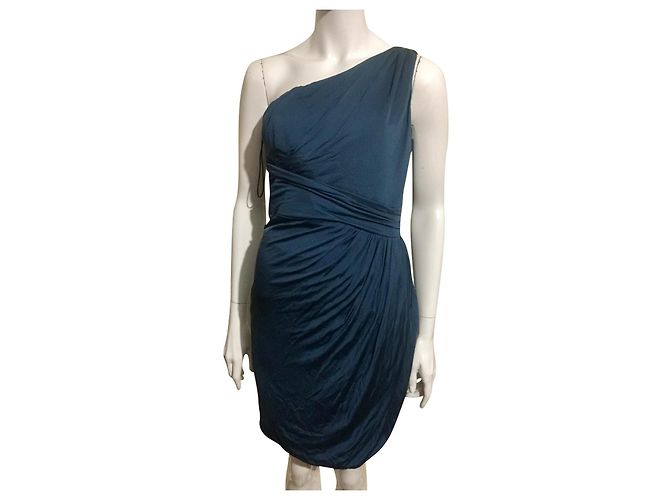 Zac Posen Z Spoke Asy silk drape dress NEW Blue Green