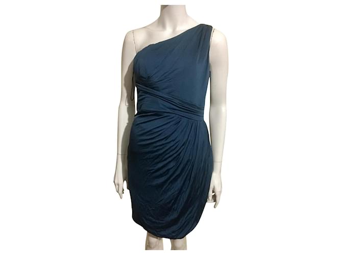 Zac Posen Z Spoke Asy silk drape dress NEW Blue Green  ref.376510