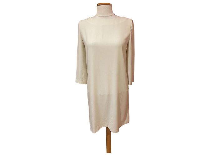 Vestido Tara Jarmon Creme Lã e Viscose 36