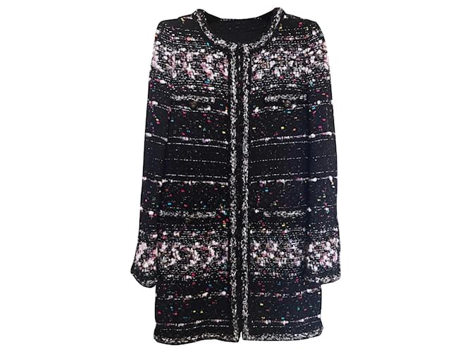 Chanel 12K$ Cara Delevingne tweed coat Black  ref.376533