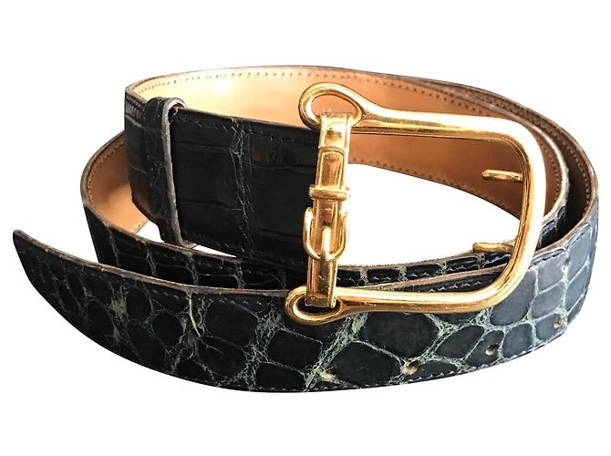 Hermès Gürtel Dunkelgrün Exotisches Leder