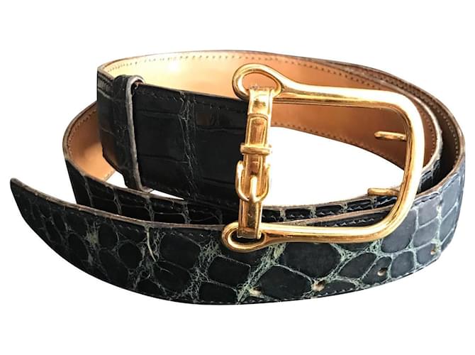 Hermès Belts Dark green Exotic leather  ref.376543
