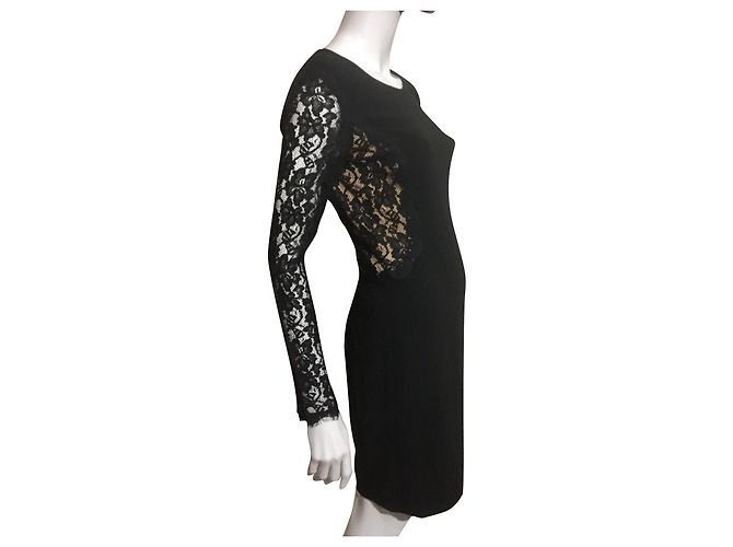 Vestido de encaje Diane Von Furstenberg India negro Carne