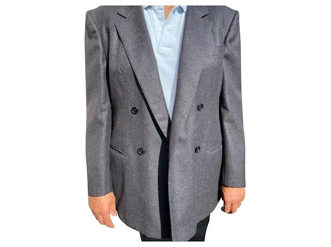 Burberry Brit Double breasted blazer Dark grey Wool  ref.377134