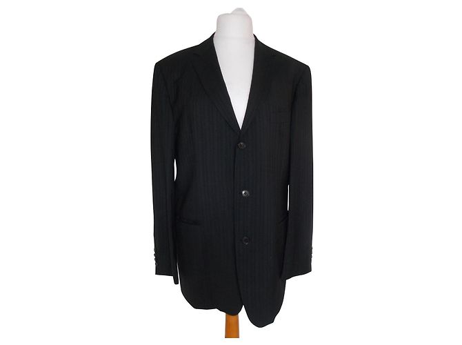 Giacca Blazer Hugo Boss in lana blu navy gessata