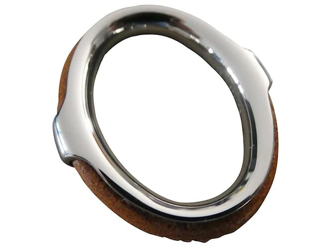 Hermès kyoto GM scarf ring silver steel Silver hardware  ref.377225