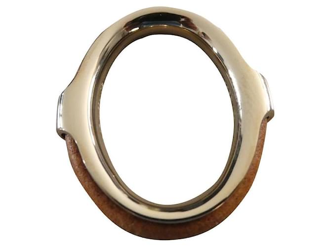 Hermès kyoto GM gold steel scarf ring Gold hardware  ref.377226