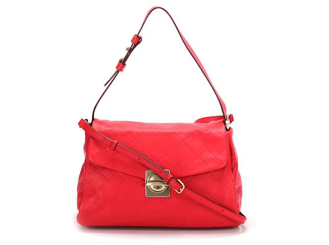 Bolso bandolera Marc Jacobs Circle in Square de piel en piel de becerro roja  ref.377346