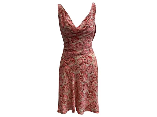 Paul & Joe Silk Cowl Neck Floral Dress Pink  ref.377361